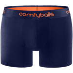 Cotton Long Navy Tangerine Boxer Front
