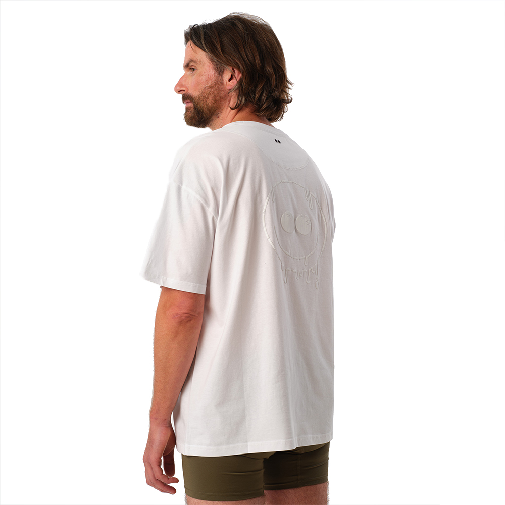 Comfy Oversize Tee - White Smiley Side
