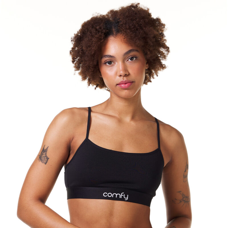 Comfy Womens Comfycel Black Crop Bra Front
